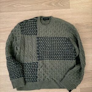 rag & bone Olive and Navy Crewneck Sweater